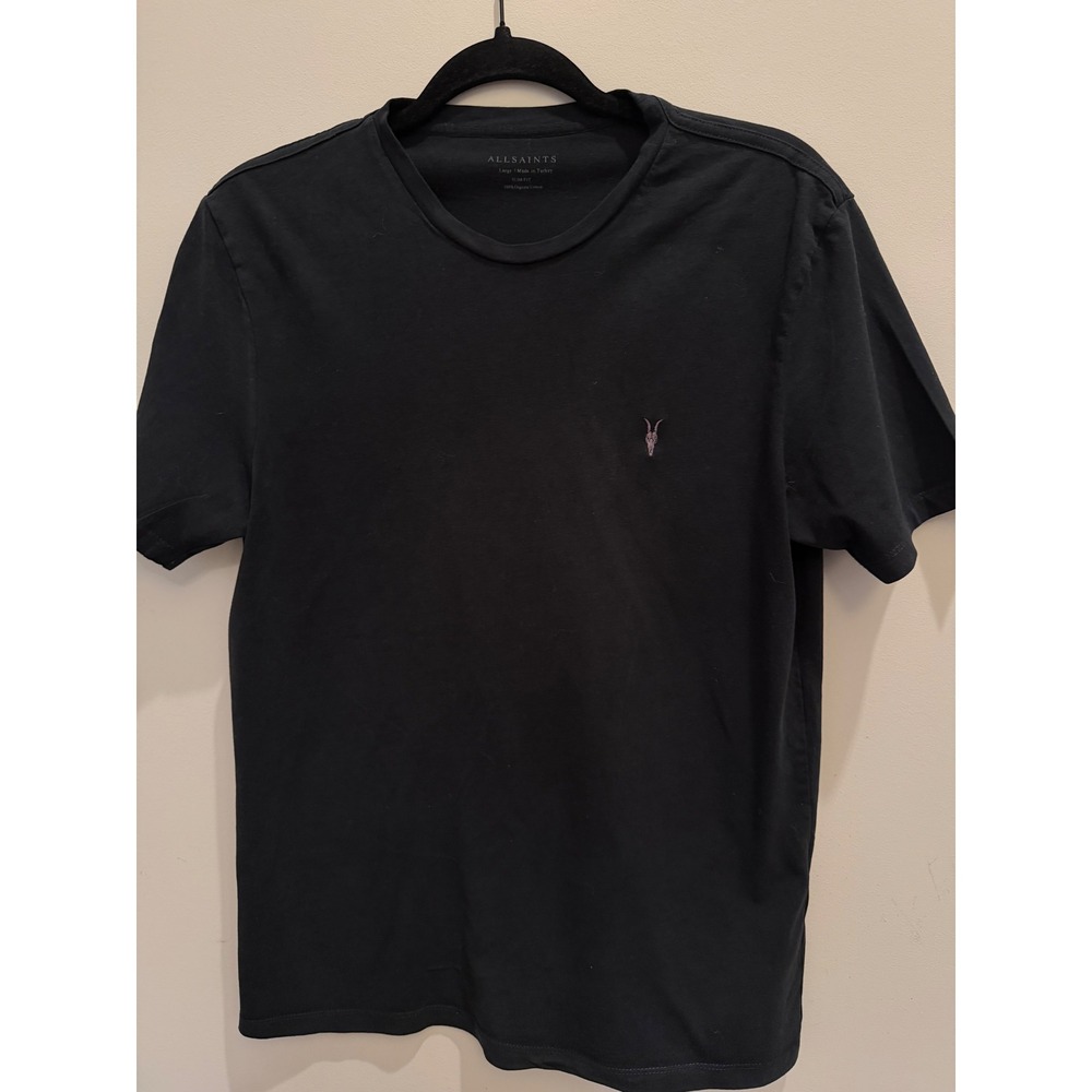 AllSaints Men's Large Black Organic Cotton Slim Fit T-Shirt